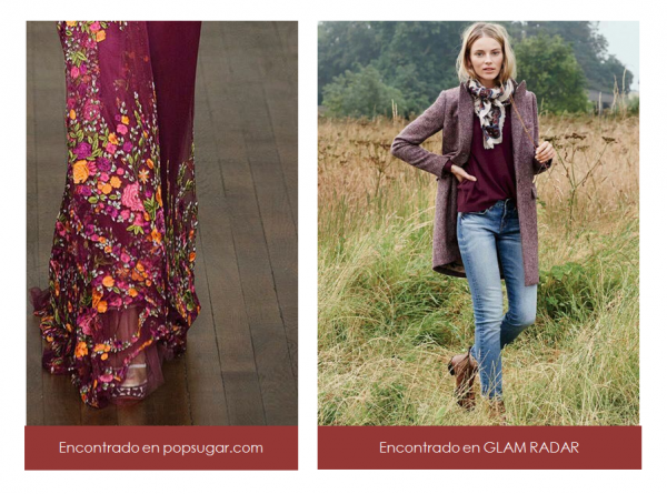 Dos fotografías con prendas de vestir del color Marsala